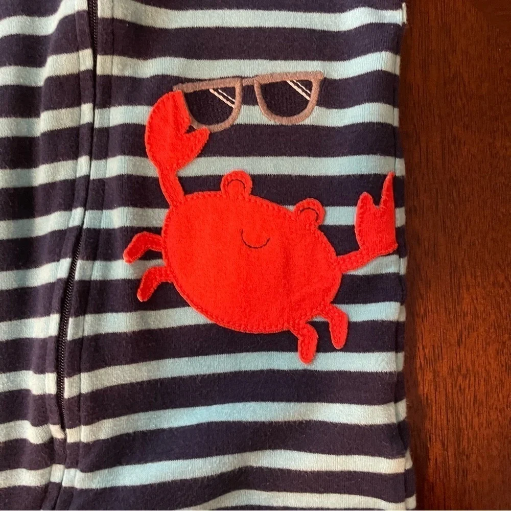 Carters: Simple Joys. | Stripped Zip Up Footie Sleeper with Crab | 24 mo